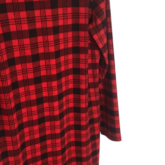 Talbots Dress Womens XS Red Black Plaid Knit Sheath Zipper Shoulder Christmas - Picture 14 of 16